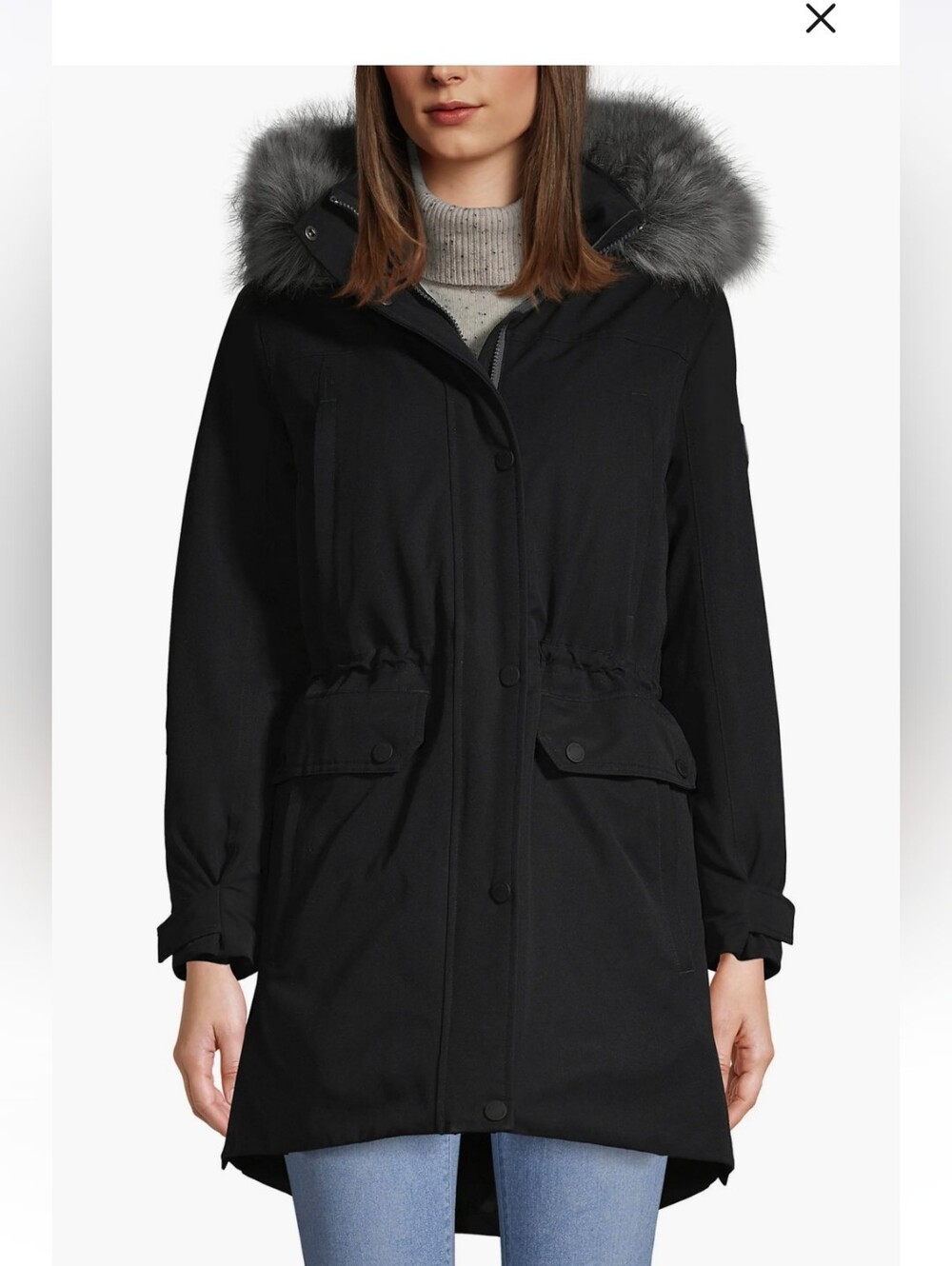 Lands' End Expedition Down Waterproof Winter Parka Black Hooded Size 1XL 16W-18W